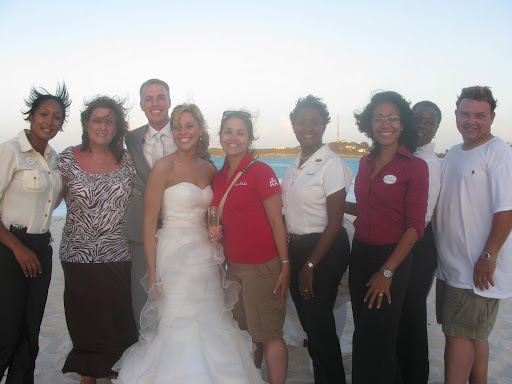 The couple also took a portrait with the amazing crew of Sandals.