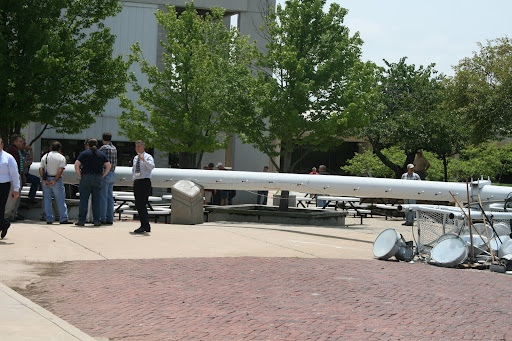 University staff surveys the damage. (photo credit: James Mulvenon)