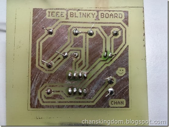 Closeup on the  Printed Circuit Board after tinning