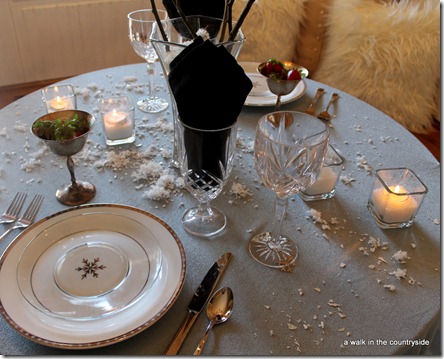 winter ice tablescape