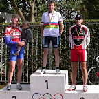 Remko Kramer manager from the Trek – Marco Polo Cycling Team in the rainbow jersey at the podium after winning the World Championships for medical professions in Riemst Herderen, Belgium. (Photo: Jelle van Groezen)