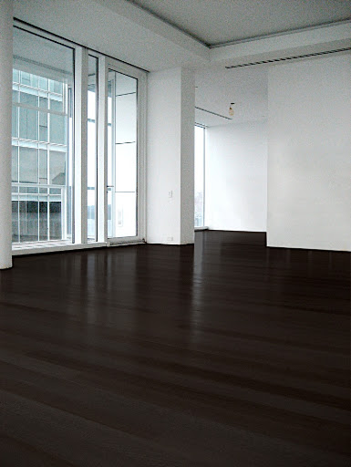 The apartment came with dark wenge floors, which I immediately knew would show every speck of dirt and dust and quickly fade with the floor-to-ceiling windows.  I knew they had to change.