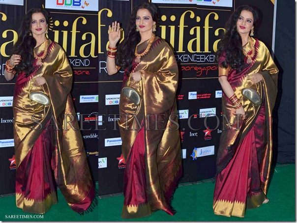 Rekha_Maroon_Traditional_Saree_IIFA_Awards