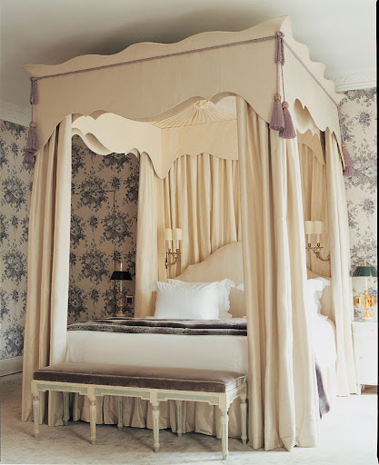 I will never have a bedroom like this one but I am thinking about cords and tassels and how I might incorporate them into my world.