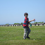 Kai flying his kite at Brenton Point in Newport