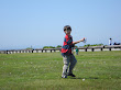 Kai flying his kite at Brenton Point in Newport