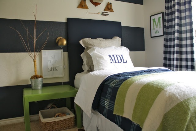 boys navy and green bedroom