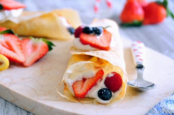 Simple Sweet Crepe with Berries and Chantilly Cream