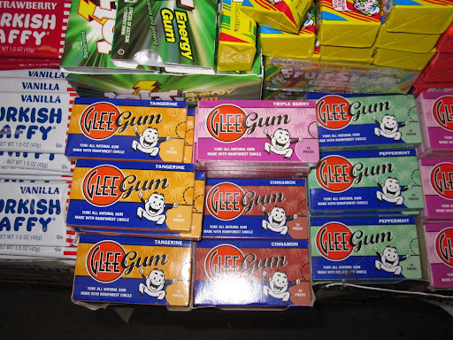 Glee Gum was located in front of the cash register.