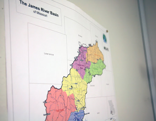 A map hanging in Tiffany Frey's office. 

Photo Credit: Alex Crowder