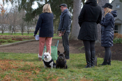 Martha is talking to Stephen Orr, the Gardening Editorial Director of Living.  It looks like they're getting ready to plant a lot of bulbs for a magazine shoot.