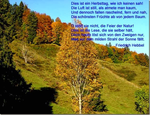 Herbstwald m. Gedicht v. F. Hebbel