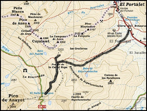 Cascadas de Canal Roya (Pirineos) Mapa Cascadas de Canal Roya (Pirineos) Mapa