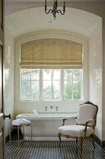 This bathroom has such a nice feeling. The Bergere chair is an excellent and unexpected addition. (mydesignchic.wordpress.com) This bathroom has such a nice feeling. The Bergere chair is an excellent and unexpected addition. (mydesignchic.wordpress.com)