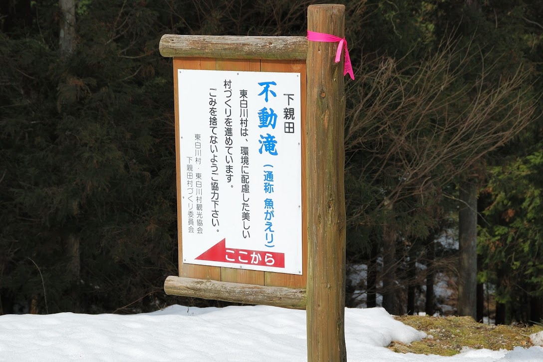 下親田不動滝の看板