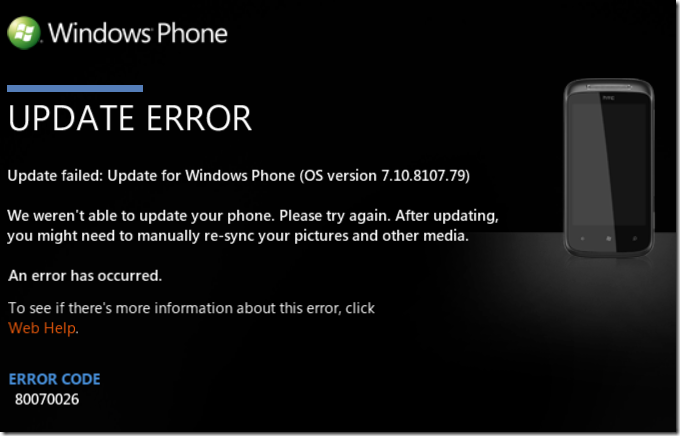 WindowsPhone7_HTCMozart_UpdateError_80070026