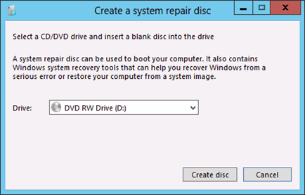 Create a system repair disc if you have a CD/DVD burner