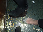 Me, Naomi, and Lauren with our festive feet and leftover confetti.