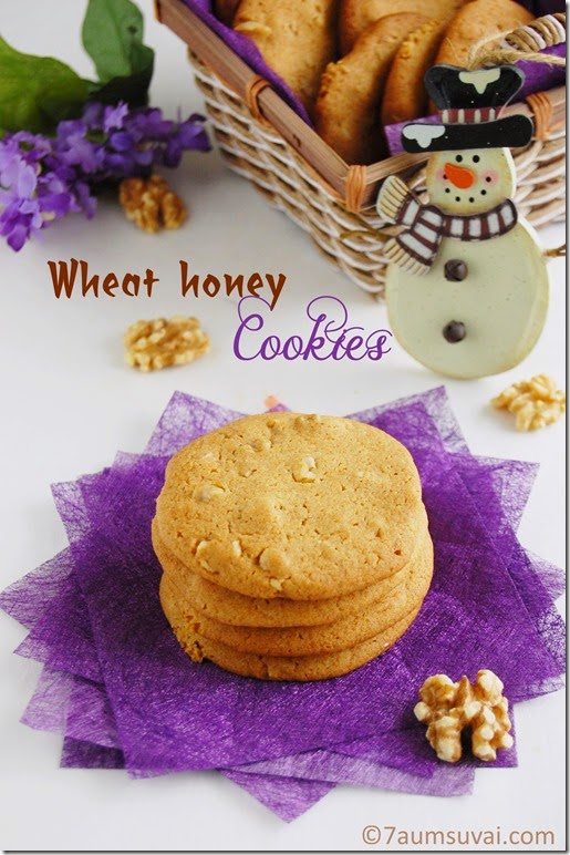 Eggless wheat honey cookies 
