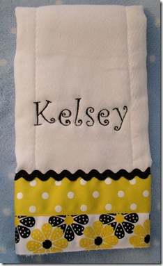 Yellow and Black Burp Cloth w/name