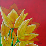 SOLDArt Nouveau Tulips Acrylic on Canvas 36x36 SOLD
