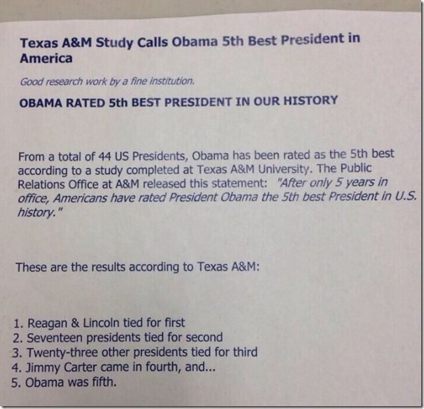 fifth best president per texas a and m