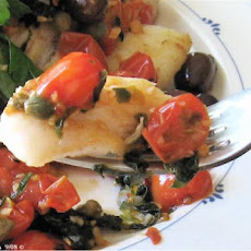 Orange Roughy With Sauteed Olives, Capers & Tomatoes
