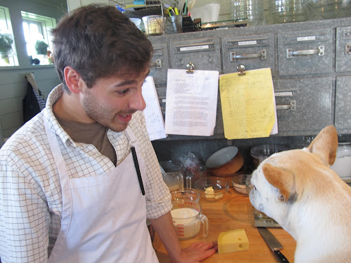 Oh, Thomas - I am so very happy that you agreed to come to Bedford and help me make a cheese soufflé.  Did you know that the word soufflé is the past participle of the French verb souffler which means to puff up?