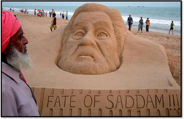 Statues of Lord Ganesha, Budha , Jesus and many more made up of Sand