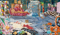 Debutante's Living Room. Oil on fabric, 37x30