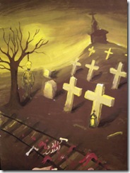 Cimitirul spanzuratul si resturile unui om calcat de tren pictura 2003 dupa moartea vecinei