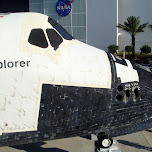 front of explorer shuttle in Cape Canaveral, United States 