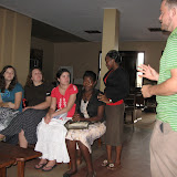 Nick Wagner introducing two of the local student leaders at Makerere.