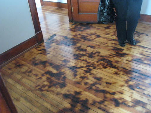 Scorch marks remain from the deadly explosion. (Photo Emma Wilson)