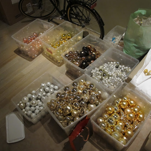 A closer look at all of the Christmas balls used to decorate my trees.