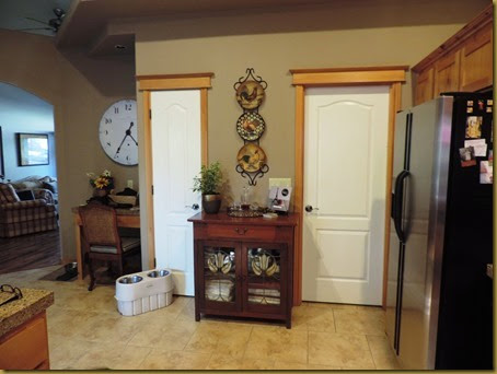 Kitchen desk area, pantry, and "bar"