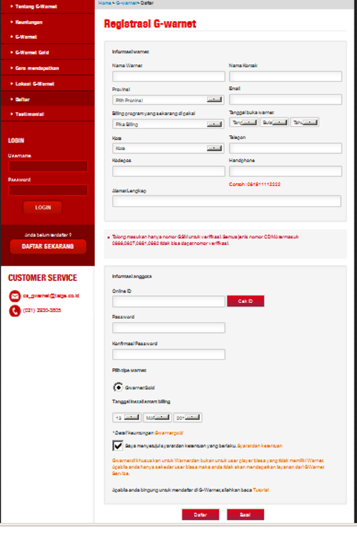 Daftar GWarnet Daftar GWarnet