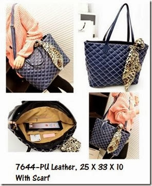 BI 7644 BLUE (With Scarf) 179.000 Material PU Leather Bottom Width 25 Cm Height 33 Cm Thickness 10 Cm Weight 0.78