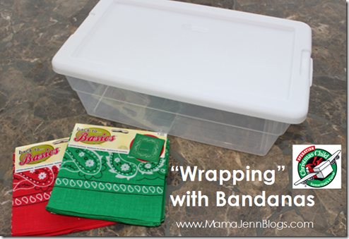 Operation Christmas Child: "Wrapping" a Plastic Shoe Box with a Bandana