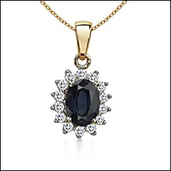 Oval Sapphire and Diamond Pendant