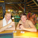 drinking beers at the bar at the olympia pool in Seefeld, Tirol, Austria