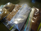 Assorted coatings-chopped toasted almonds, toasted coconut, confectioners' sugar, cocoa powder
