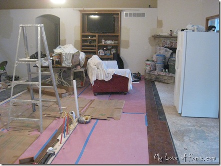 remodeling kitchen, living room