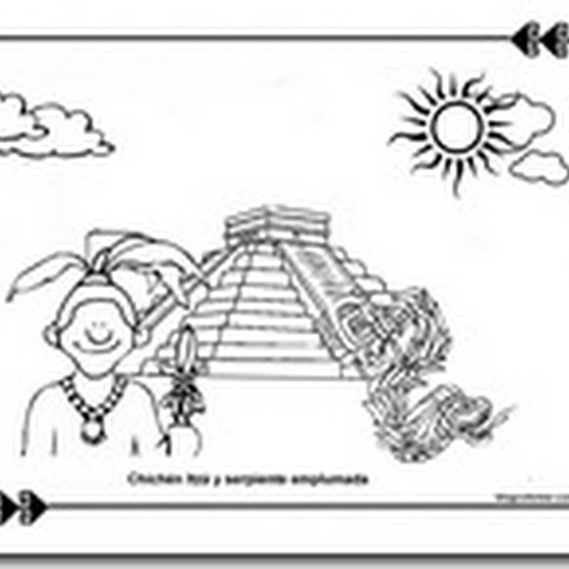 Dibujos colorear de los mayas, cultura maya