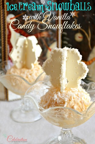 Ice Cream Snowballs with Vanilla Candy Snowflakes - Little Miss Celebration Ice Cream Snowballs with Vanilla Candy Snowflakes - Little Miss Celebration
