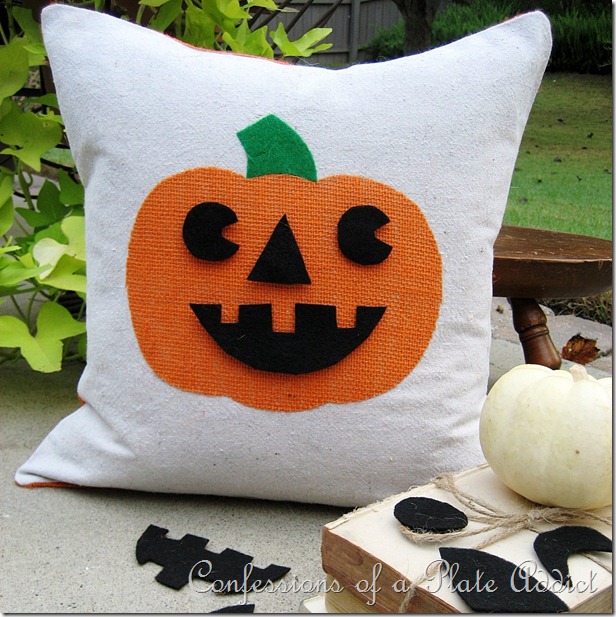 Jack-O-Lantern Pillow with Interchangeable Faces