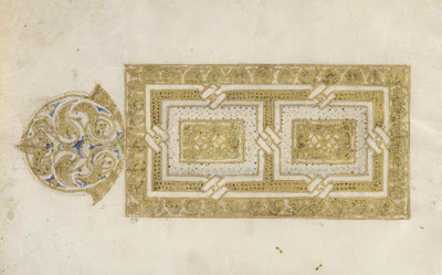 Folio from a Koran | Origin: unknown | Period: 9th century | Details: Not Available | Type: Ink, gold, and color on parchment | Size: H: 6.2 W: 15.7 cm | Museum Code: F1937.11 | Photograph and description taken from Freer and the Sackler (Smithsonian) Museums.