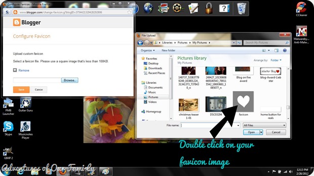 screen shot favicon upload location