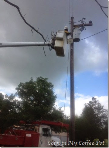 Line man -- doing maintenance check on our poles