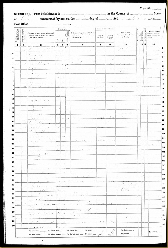 Robert Irwin 1860 US Federal Census Deerfield Twp, Warren Co, Ohio